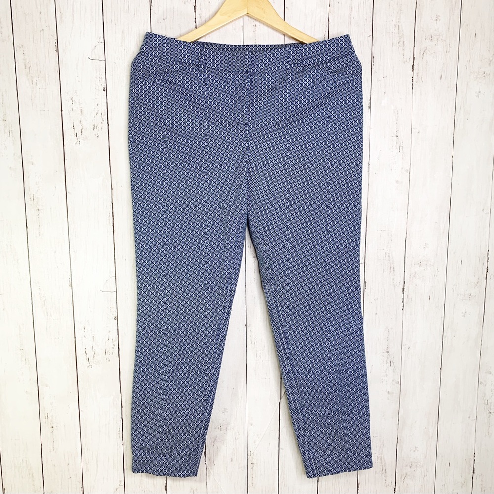 ADRIENNE VITTADINI Blue & White Ankle Trousers - Picture 1 of 8